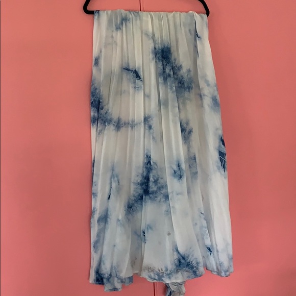 Blue and white rye dye halter tie bohemian dress S - Picture 1 of 5